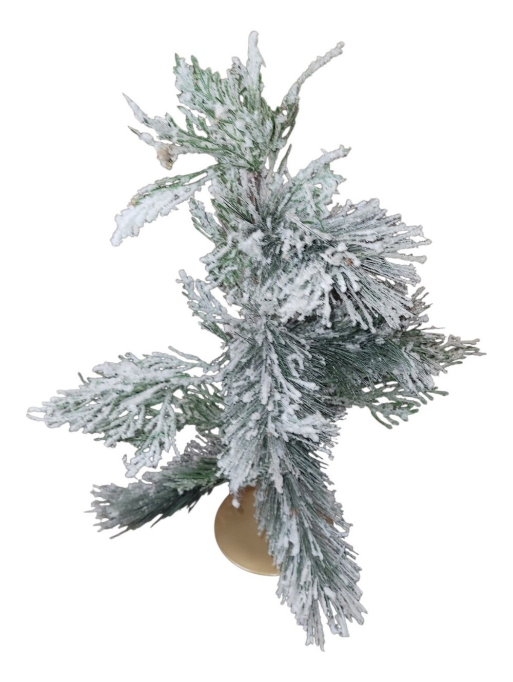 Vintage 18" Flocked Christmas Tree Xmas Gold Stand